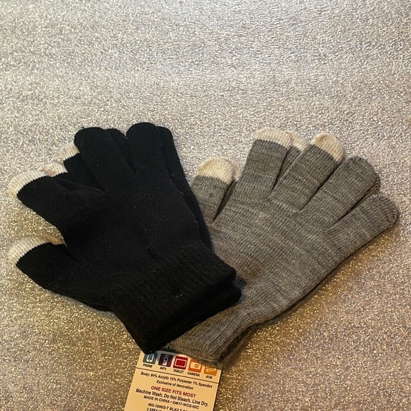 Touchscreen Gloves, 2 pairs - Black and Gray  Stretchy Stretch warm winter Touch - Picture 4 of 6
